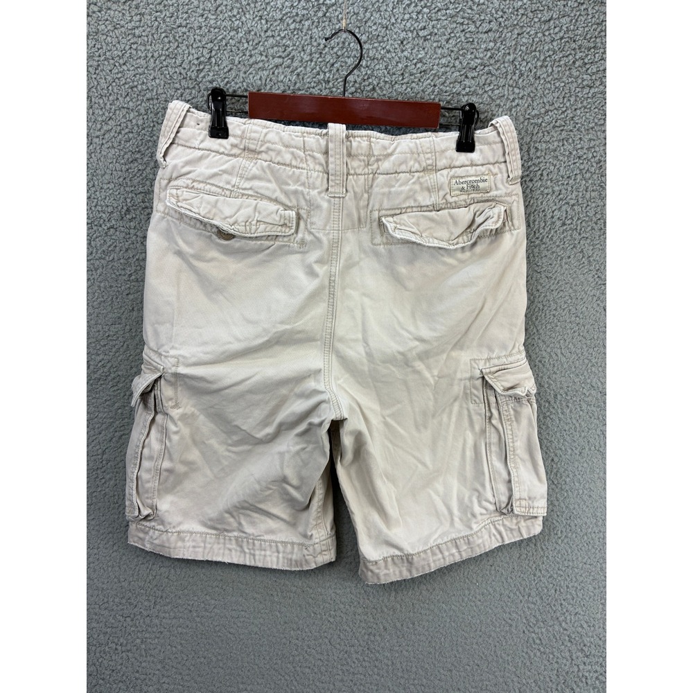 Abercrombie & Fitch Drawstring Cargo Shorts Mens 31 Cream Pockets Y2K - Picture 10 of 13